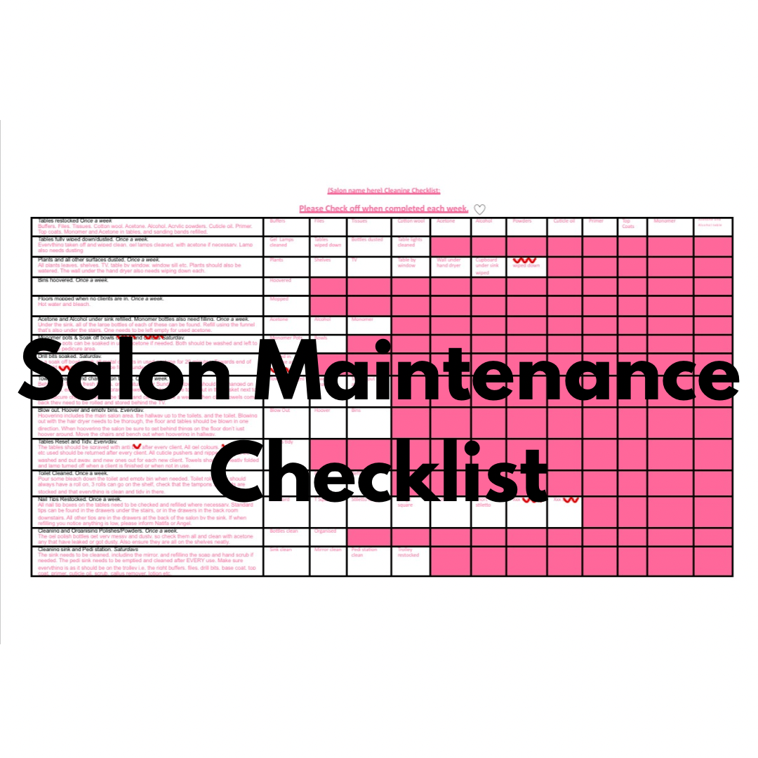 Salon maintenance checklist
